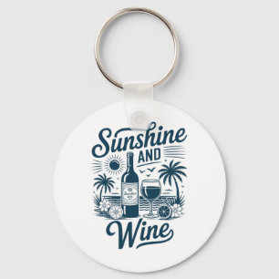 Porte-clés Plage de vin et de soleil Rétro années 70 Vacances