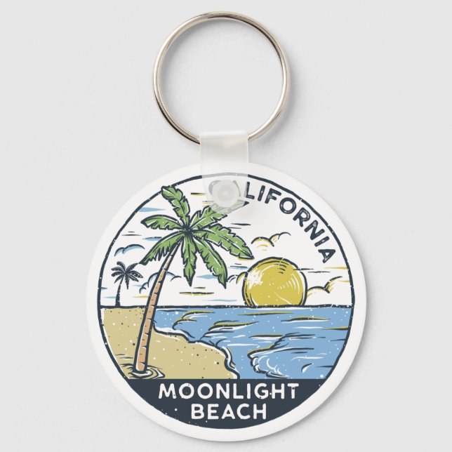 Porte-clés Plage Moonlight San Diego Californie (Recto)