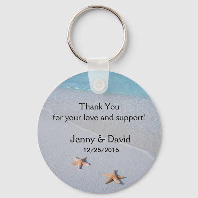 Porte-clés Plage Star Fish Love Mariage personnalisé Faveur (Recto)