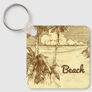 Porte-clés Plage tropicale Palm Trees Art Vintage modifiable