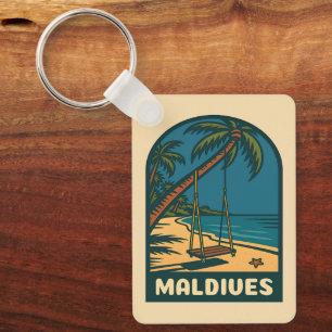 Porte-clés Plage Vintage voyage rétro Maldives Island Pittore