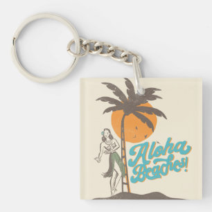 Porte-clés Plages d'Aloha Hula Girl Hawaii Hawaii Retro Hawai