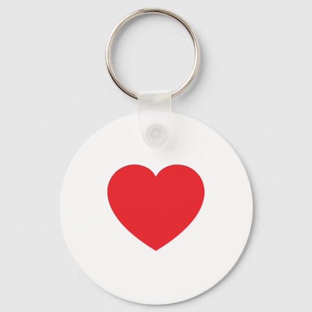 Porte-clés Plain Modern White Red Love Heart Graphic (Recto)