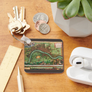 Porte-clés Plan antique des rues de Londres par Johannes de R