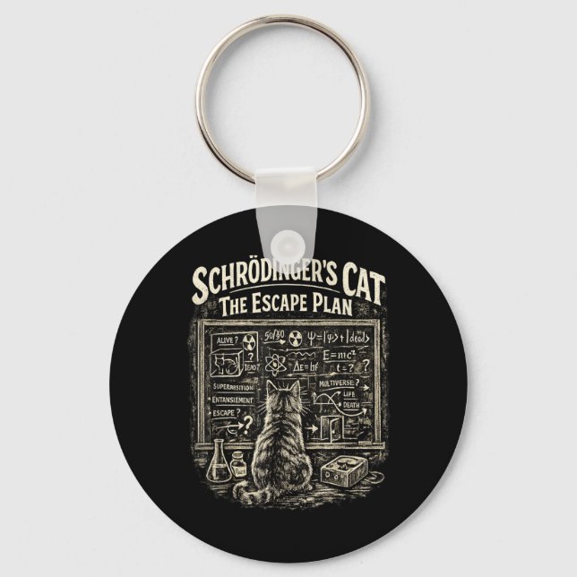 Porte-clés Plan d'évasion drôle du chat de Schrödingers Prof  (Recto)
