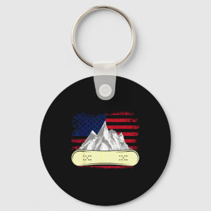 Porte-clés Planche à neige ski drapeau américain