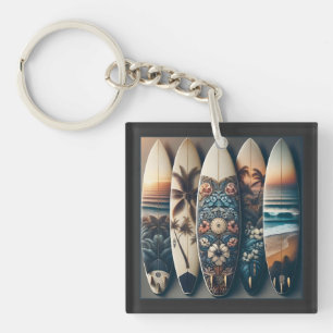 Porte-clés Planches de surf peintes hawaïennes
