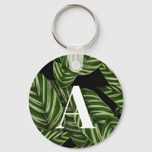 Porte-clés Plante de feuille tropicale moderne Imprimer Monog