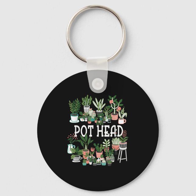 Porte-clés Plante Lover Et Gardener_ Pot Tête Succulente Cour (Recto)