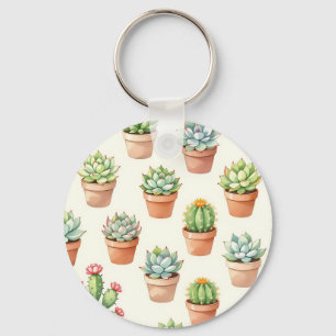 Porte-clés Plantes grasses motif sans couture Pots en terre c