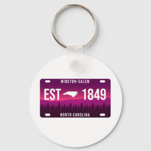 Porte-clés Plaque de licence de la Caroline du Nord Winston-s