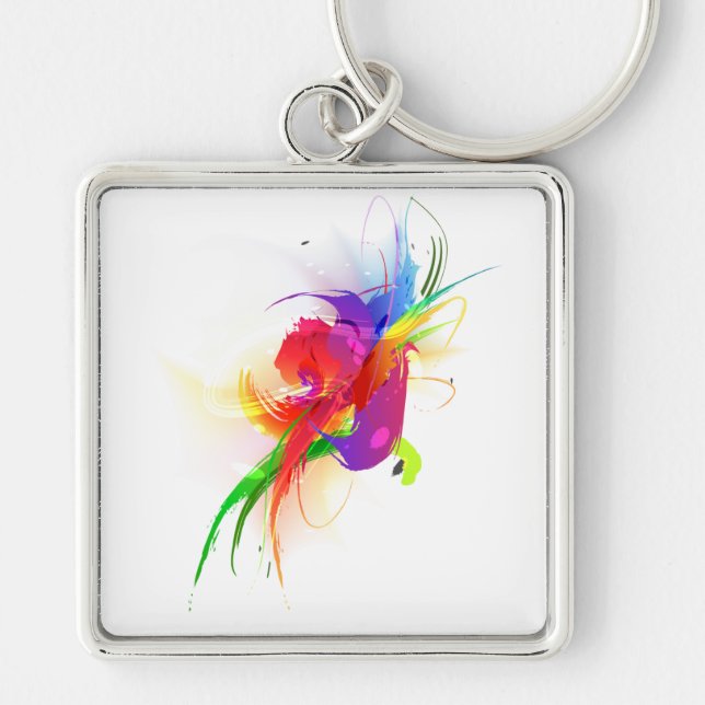 Porte-clés Plaques de peinture Abstraites Rainbow Lorikeet (Devant)