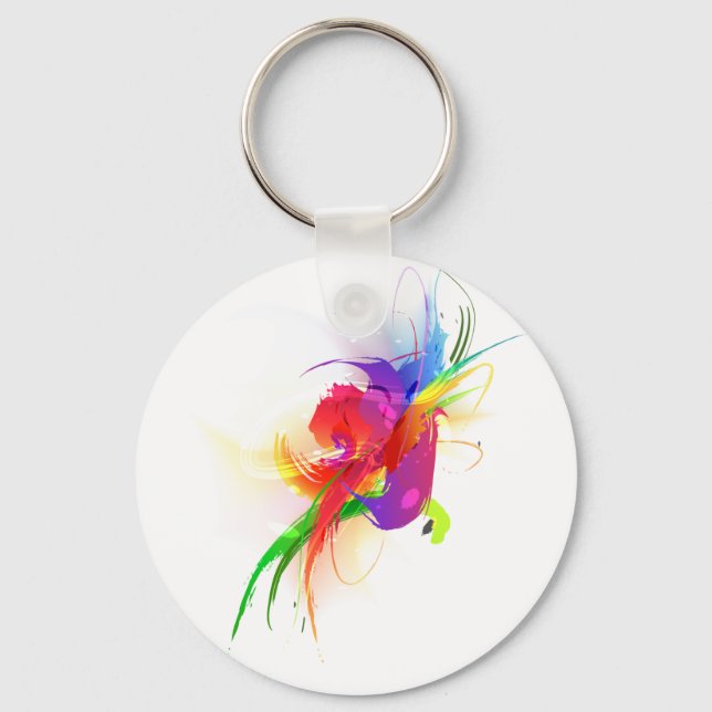 Porte-clés Plaques de peinture Abstraites Rainbow Lorikeet (Recto)