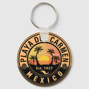 Porte-clés Playa del Carmen Palm Tree Retro 80s Playa mexicai