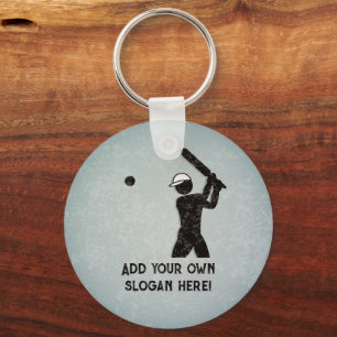 Porte-clés Playing Cricket - Bat and Ball - add your text