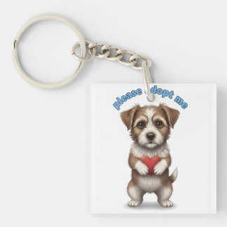 Porte-clés Please Adopt Me – Cute Rescue Dog Illustration wit