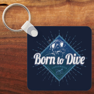 Porte-clés Plongeur rétro Scuba Plongée école Océan Vintage