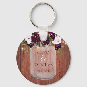 Porte-clés Plum Rustique Floral Mason Jar illumine mariage Fa