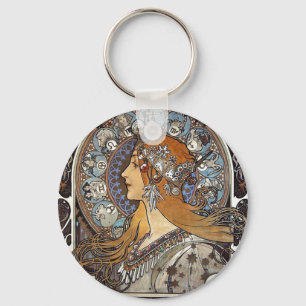Porte-clés Plume Zodiac Woman par Alphonse Mucha - Art Nouvea