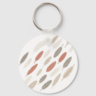 Porte-clés Plumes Bohème Rouille Taupe Motif Diagonal