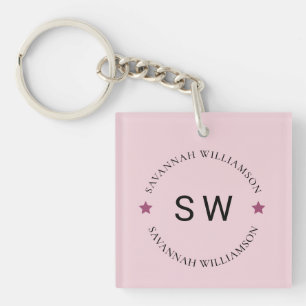 Porte-clés Plush rose personnalisé minimaliste