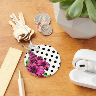 Porte-clés Plutôt Rose Fleurs Polka Dot