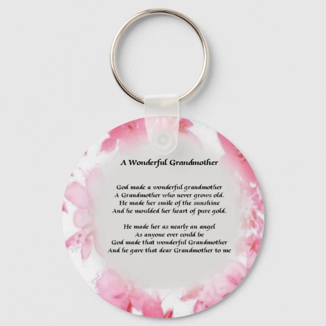 Porte-clés Poème Grand-Mère - Rose Floral (Recto)