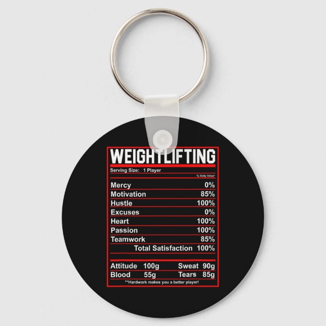 Porte-clés Poids amusant Nutrition Facts Bodybuilding (Recto)