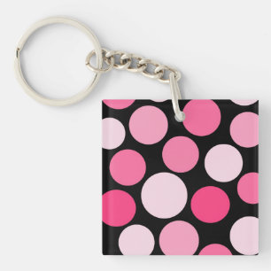 Porte-clés Point de polka rose bilatéral