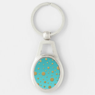 Porte-clés Points dorés modernes sur fond turquoise