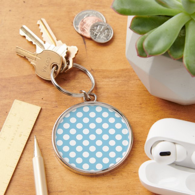 Porte-clés Pois Bleus, Motif Pointe Polka, Points, Pointe (Bureau)