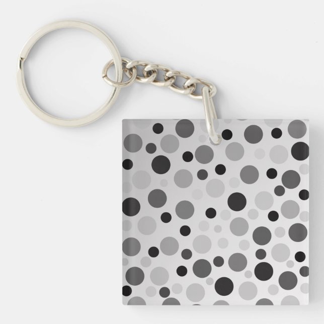 Porte-clés Pois Noirs Et Gris, (Devant)