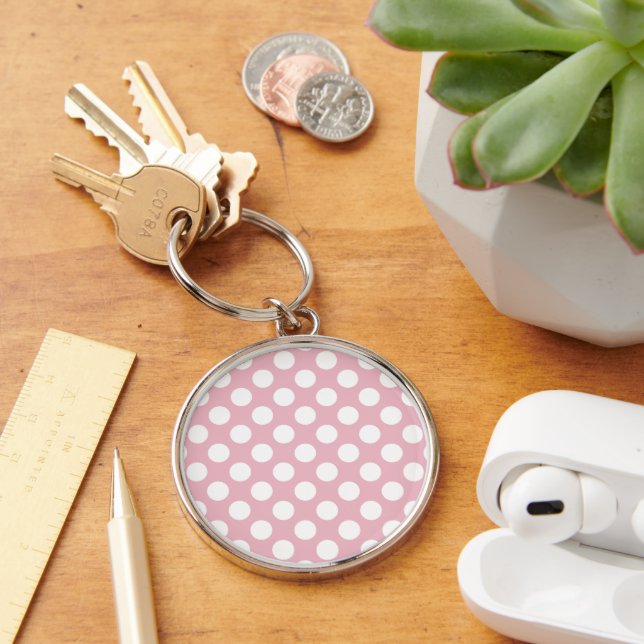 Porte-clés Pois roses, Motif Pointe Polka, Points, Pointe (Bureau)