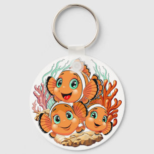Porte-clés Poisson clown Dessin animé mignon Famille Sous l'e