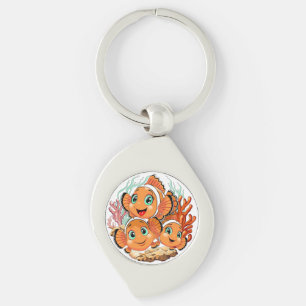 Porte-clés Poisson clown Dessin animé mignon Famille Sous l'e
