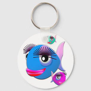 Porte-clés Poisson de dessin avec lèvres BIg et cils