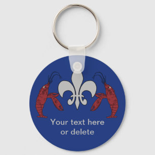 Porte-clés Poisson-fraise bleu argent personnalisé Fleur de L