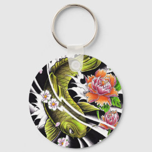 Porte-clés Poissons chanceux à l'encre noire japonais