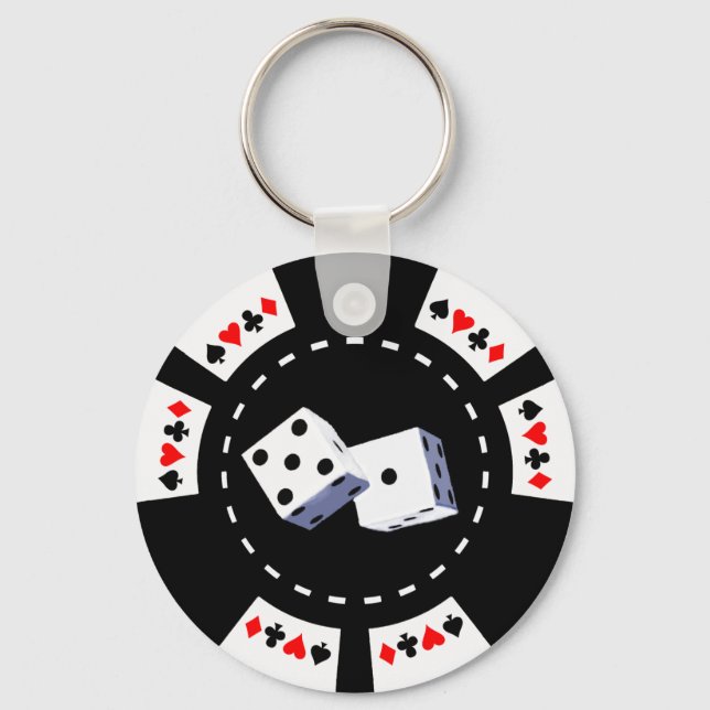 PORTE-CLÉS POKER CHIP AVEC ORNEMENT DICE (Recto)