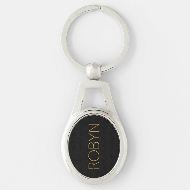 Porte-clés Police à stylo personnalisé Robyn Gold Black (Devant)
