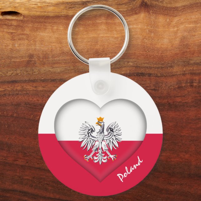 Porte-clés Pologne & Coeur, Drapeau polonais mode / sports (Recto)