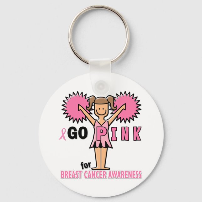 Porte-clés Pom-pom girl de sensibilisation au cancer du sein (Recto)