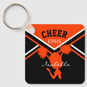 Porte-clés Pom-pom girl en orange et noir