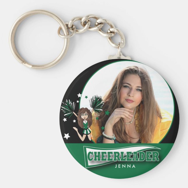 Porte-clés Pom-pom girl - Photo do-it-yourself - Vert foncé (Devant)