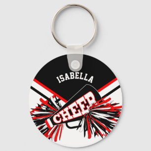 Porte-clés Pom-pom girl Spirit - Rouge, Noir et Blanc