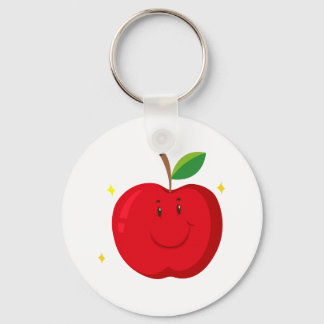 Porte-clés Pomme rouge avec un visage heureux