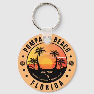 Porte-clés Pompano Beach Floride Retro Sunset Souvenir 80s
