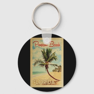 Porte-clés Pompano Beach Palm Tree Vintage Travel