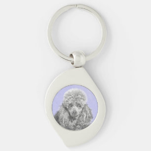 Porte-clés Poodé Jouet miniature Argent gris bleu Chien Art