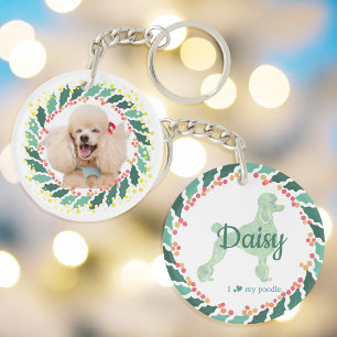 Porte-clés Poodle pastel Mint de Noël Photo person